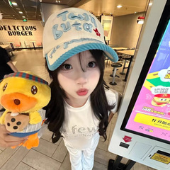 韩版可爱立体字母刺绣灯芯绒棒球帽子女2025新款百搭显脸小鸭舌帽