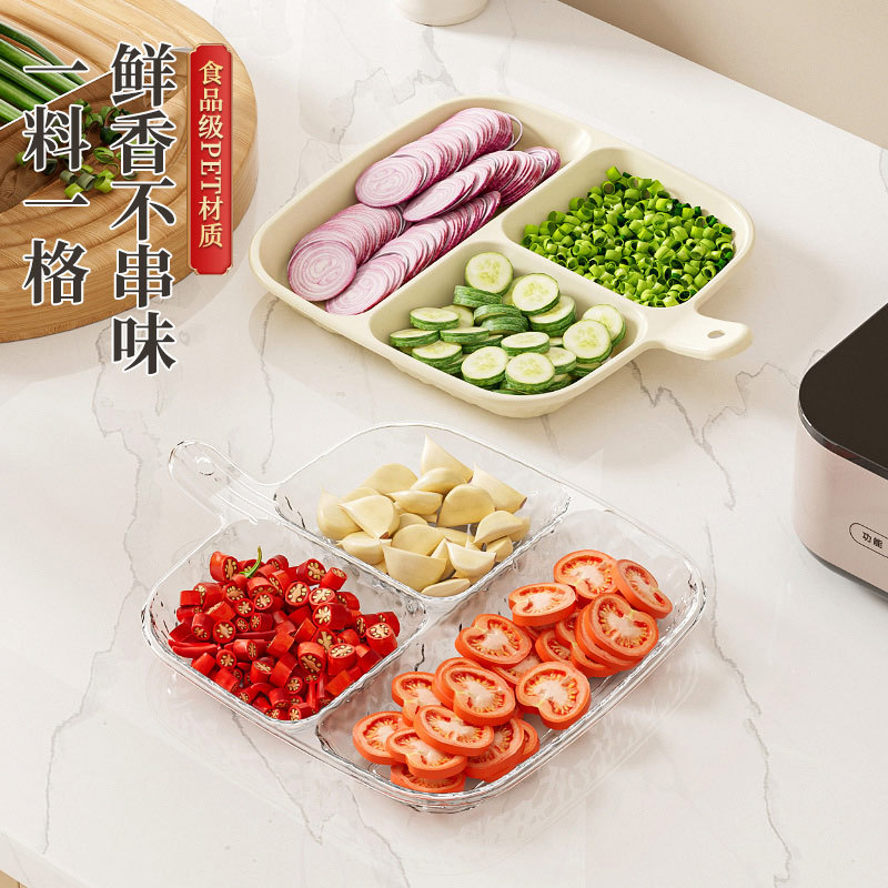 Household Dish Preparation Plate with Dishes and Dishes with Dishes and Dishes with Dishes and Triple Dishes for Hot Pot Dish Plate with Scallion, Ginger and Garlic for Kitchen Seasoning and Dip Plate with High Color Value