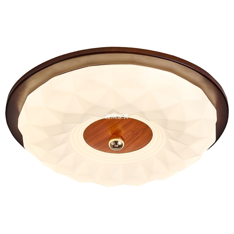 Luz principal de dormitorio medieval francesa madera sólida de alto nivel sensación de crema de viento de espectro completo lámpara de estudio de ojos retro lámpara de techo