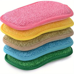 Amazon Set of Multi-Purpose Scouring Pads for Scrubbing Pots, Removing Grease Stains, Magic Eraser for Kitchen Use, Double-Sided Dishwashing Sponge