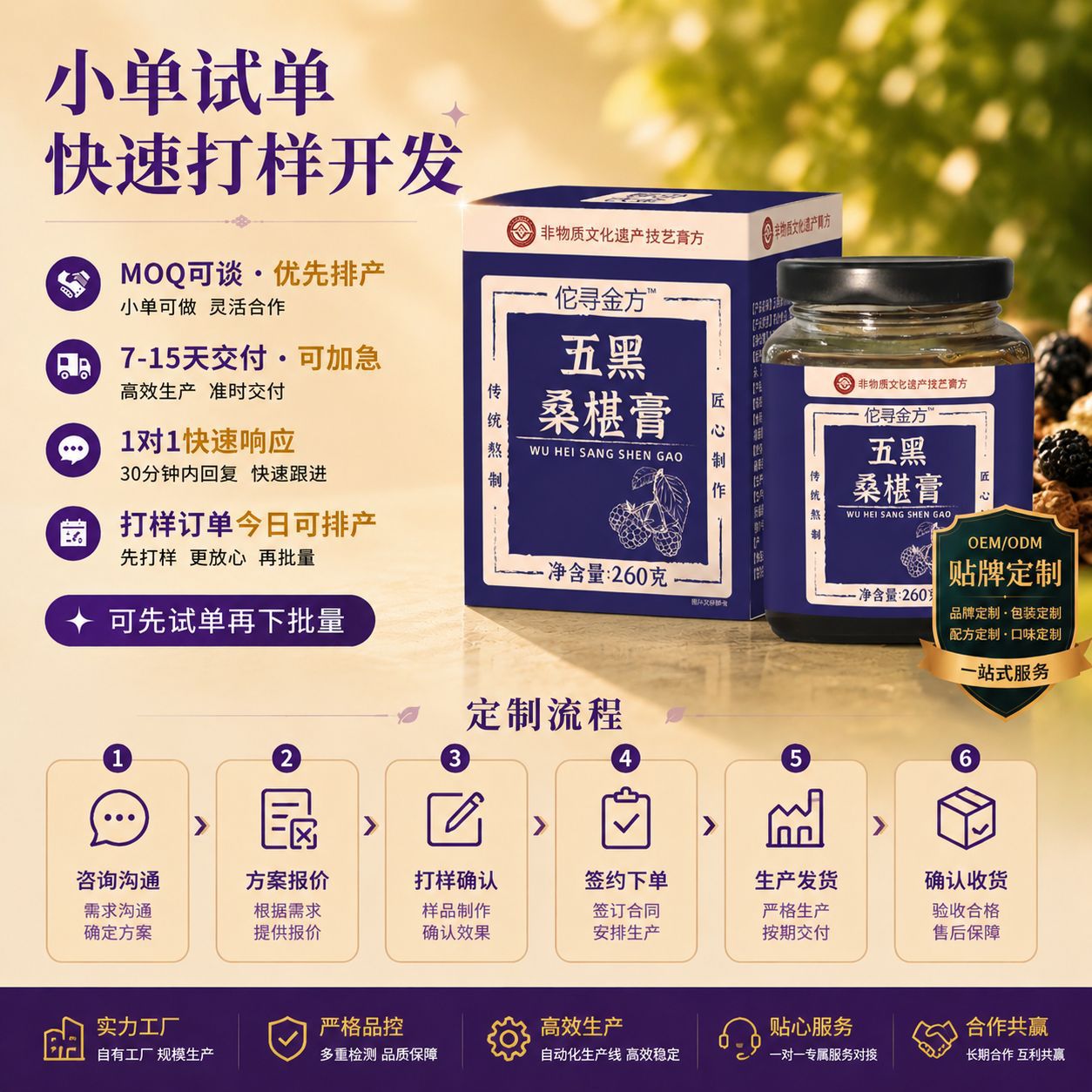 Wu Hei Sang Shen Huang Jing Gao (Polygonatum & Mulberry Paste) — Traditional Steamed Herbal Paste, 220g Jar overview