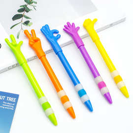 供应塑料按动手势造型圆珠笔 创意新颖广告礼品笔 可印刷LOGO