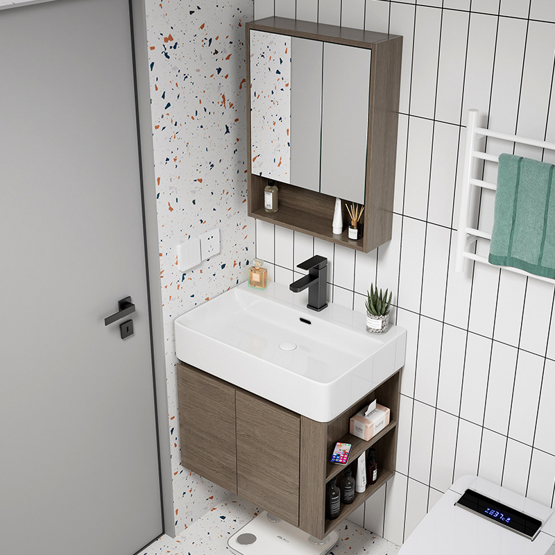 Ultra-Estrecho de madera maciza multi-capa montado en la pared lavabo gabinete combinación pequeño tamaño montado en la pared lavabo baño Baño lavado Mesa