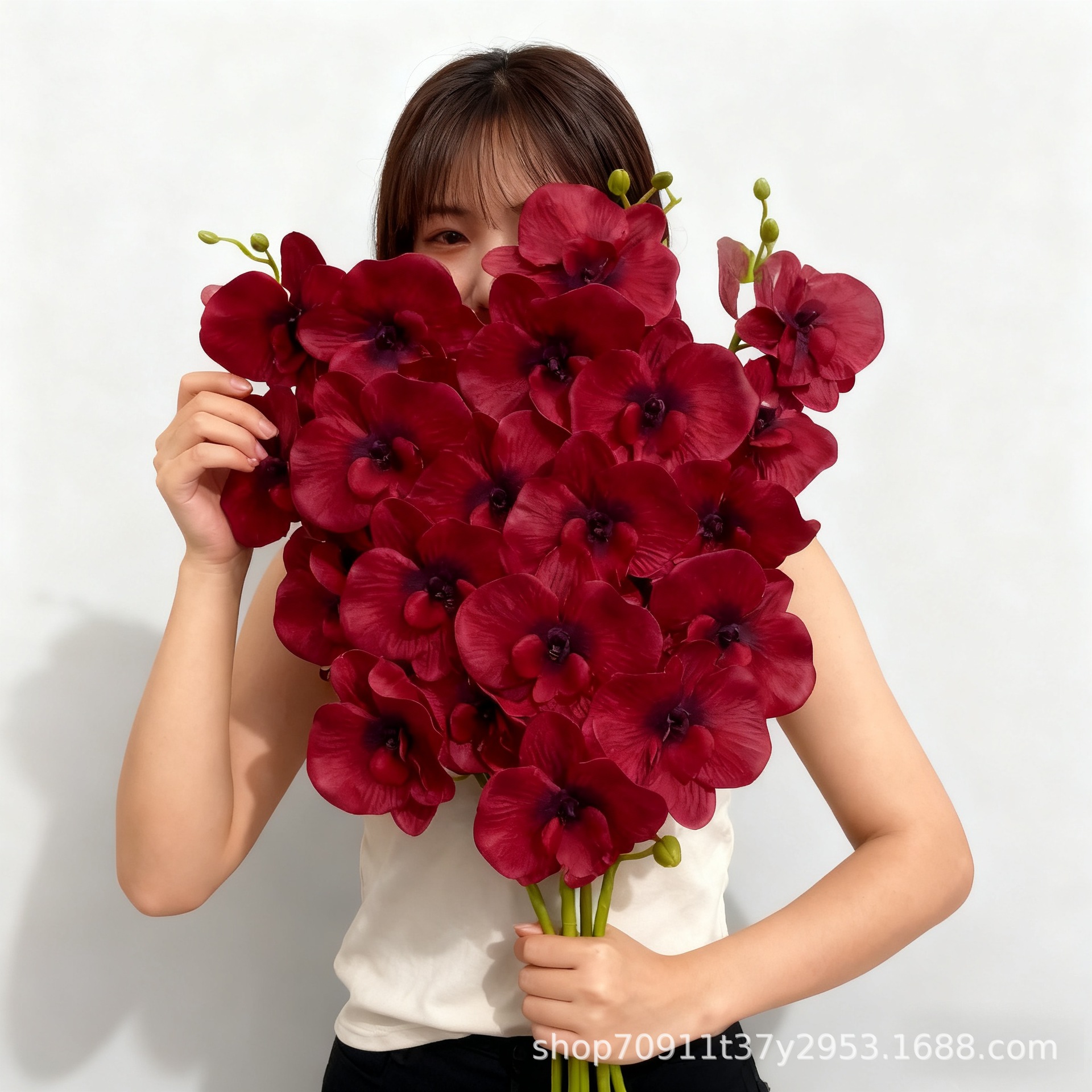 웨딩 시뮬레이션 꽃 시뮬레이션 Phalaenopsis 9 머리 Phalaenopsis 웨딩 홀 꽃 벽 서스펜션 웨딩 가짜 꽃 액세서리