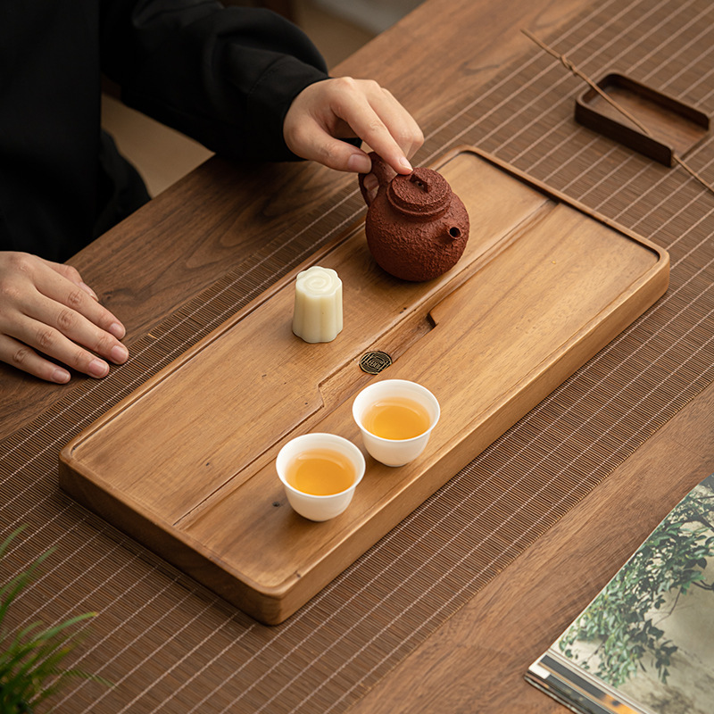bandeja de té de drenaje transfronterizo de nuez tronco entero pequeño set de té de kung fu de alta gama bandeja de té de doble propósito