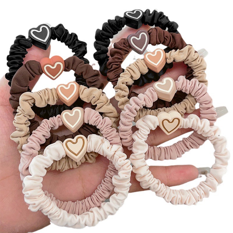 Coreano simple amor anillo de intestino delgado leche cabello amarrado cabello 2024 nuevo anillo de cabello de alta elasticidad cabello de cabeza