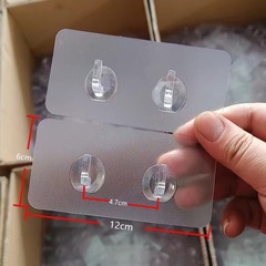 ペーパータオル二重フック家庭用透明無痕フック荷重キッチントイレのドアの後に穴を開けないでください。
