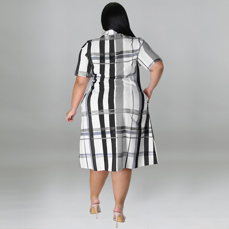 Plus Size Damen Karohemd Kurzarm Freizeit Bluse Oberteil_voghion.com