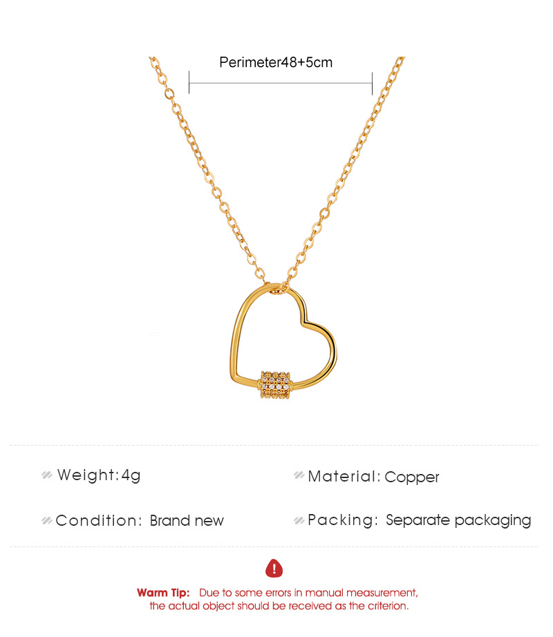 retro hollow heart-shaped geometric copper necklace