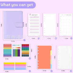 A6 macaron leather notebook binder refillable with 12 loose-leaf zipper bags bill change storage book