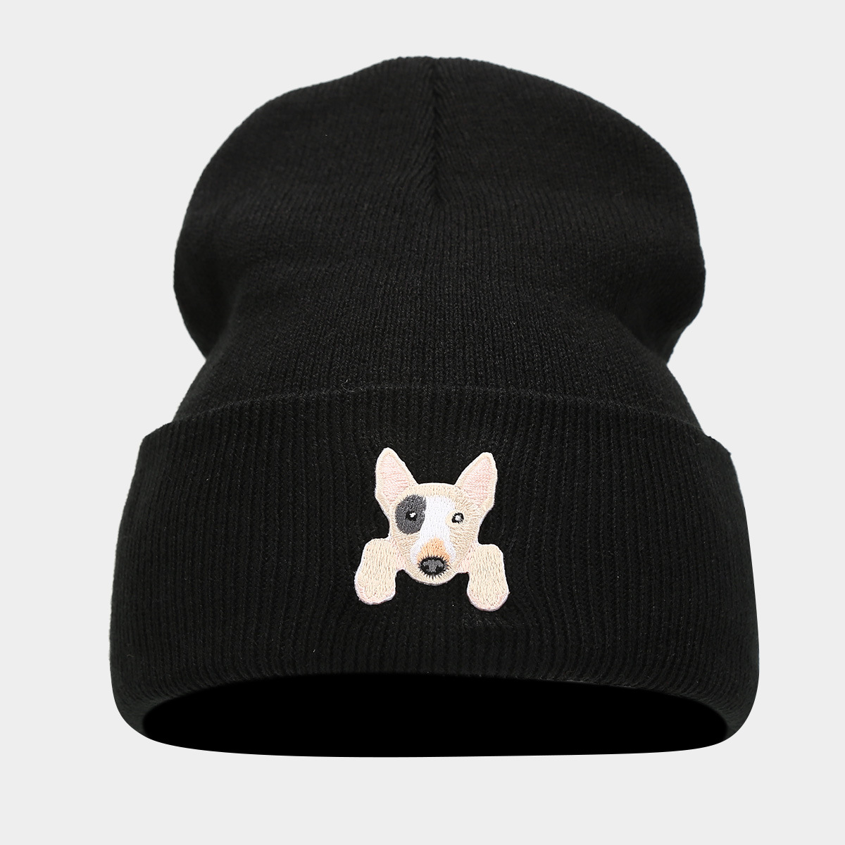 Ins lindo cachorro cabeza de pegatina sombrero de punto otoño invierno estilo callejero de la moda de la pelo sombrero pareja sombrero negro image 12