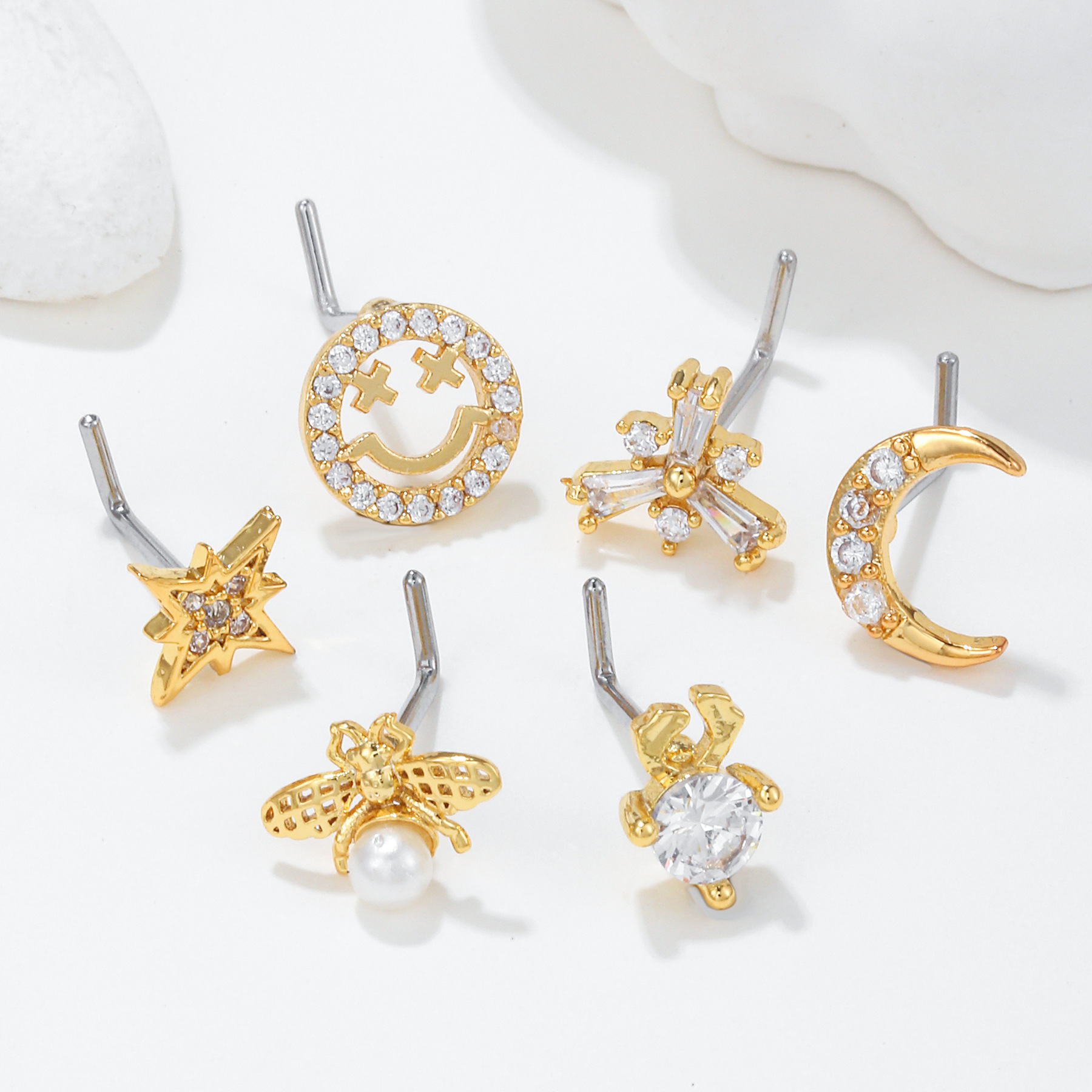 Fashion Geometric Copper Plating Rhinestones Nose studs 1 Piece