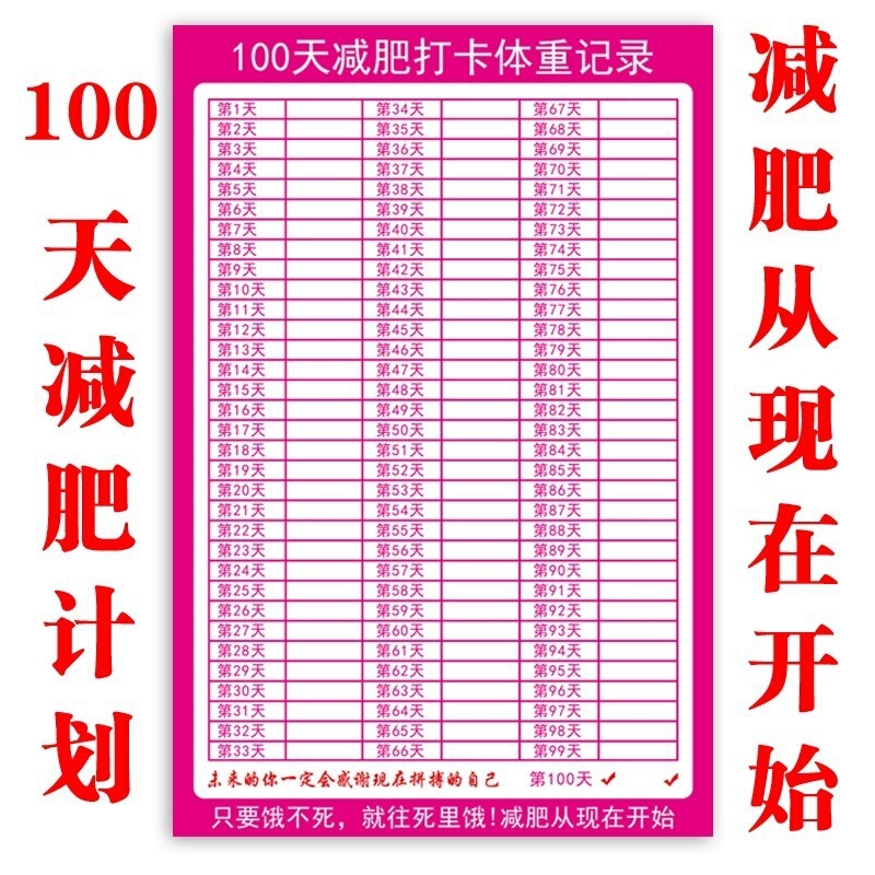 计划表减肥打卡记录表天天天天减肥墙贴磁吸批发|undefined