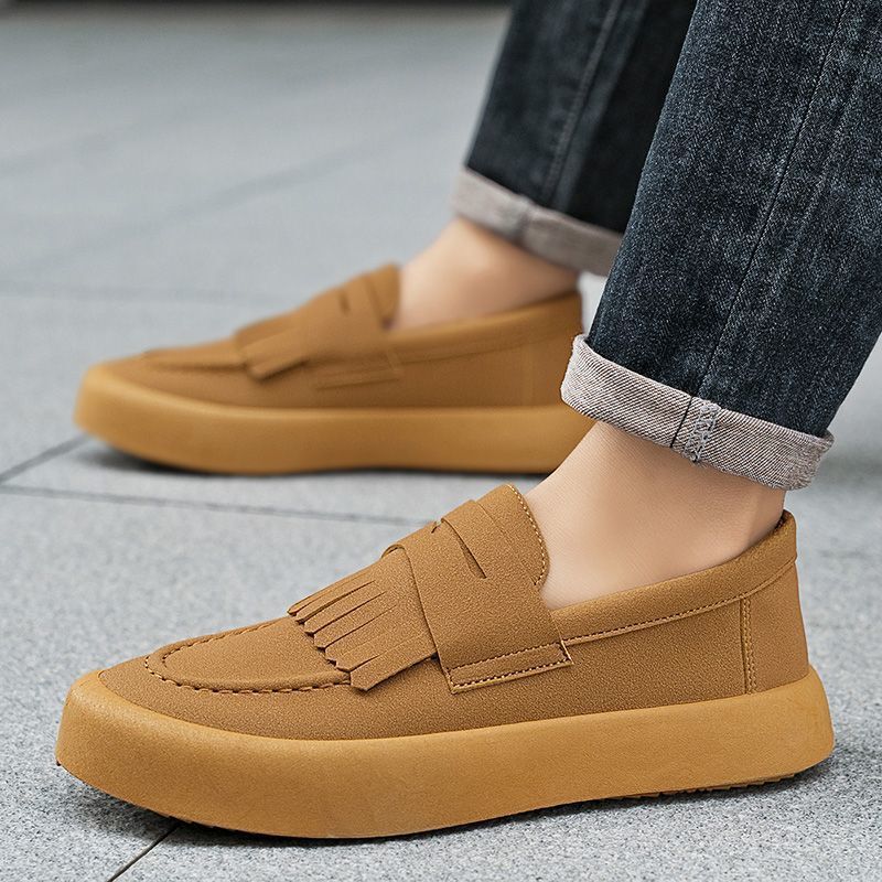 2025 New Autumn Business Wasteland Style Personalized Wide-Leg Casual Versatile Elastic Internet Celebrity Slip-On Men's Shoes