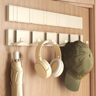 Wall-Mounted Bathroom Coat Hook with Invisible Punch-Free Door Hook, White Entryway Clothes Hook for Hanging Clothes