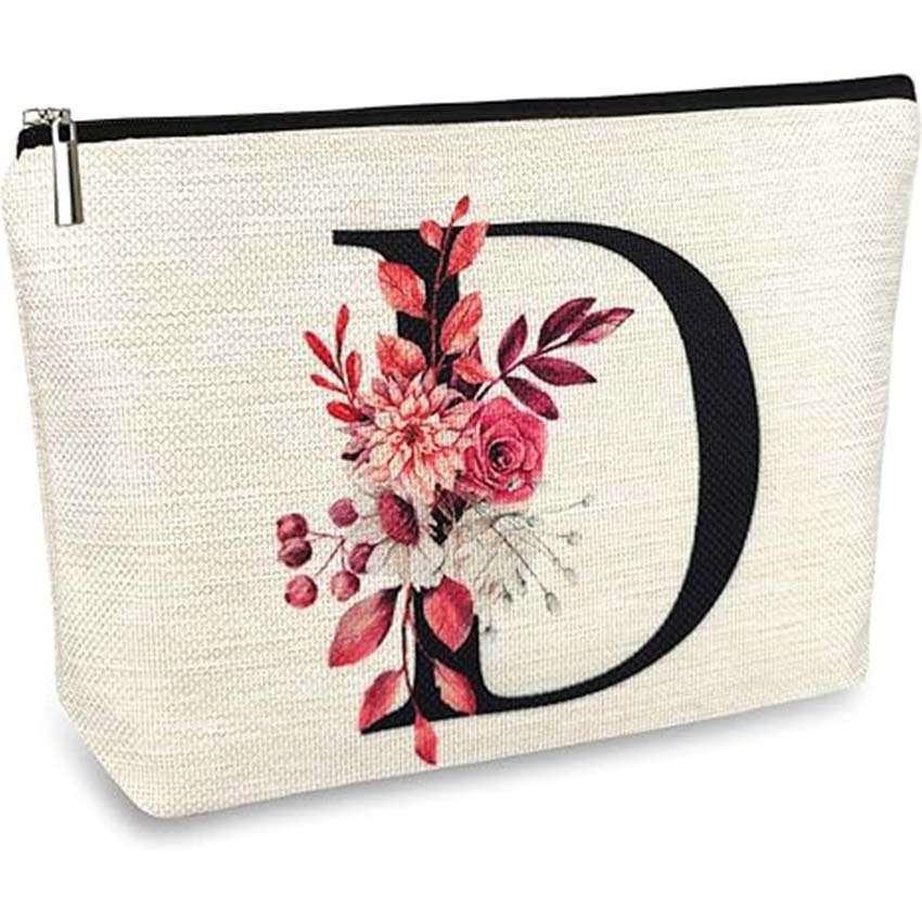 Bolso de cosméticos para mujer de Amazon transfronterizo letra patrón creativo bolsa de cosméticos bolsa de almacenamiento bolsa de cremallera impermeable de lino