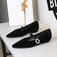 3686-K111 Fashion Water Diamond Buckle Strap Mary Jane Shoes Women's Versatile Casual Slope Heel Commuter Pointed Single Shoes