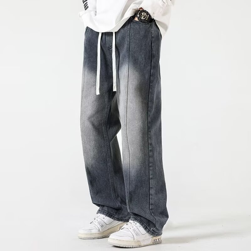 Straight Leg Jeans Men's Autumn New American Style Retro Loose Men's Casual Trousers Overalls Men's Cross-border