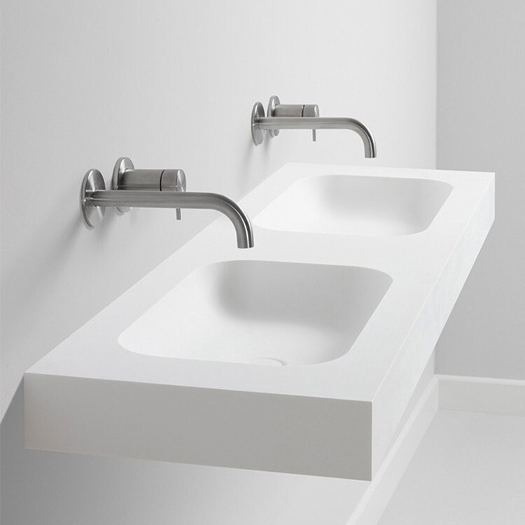 Pure Acrylic Integrated Basin Artificial Stone Bathroom Cabinet Double Basin Washbasin Bathroom Cabinet Bathroom Floor Cabinet with Sink