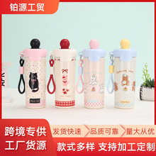 新款316不锈钢浮球保温杯大容量便携吊带咖啡杯卡通创意礼品杯子