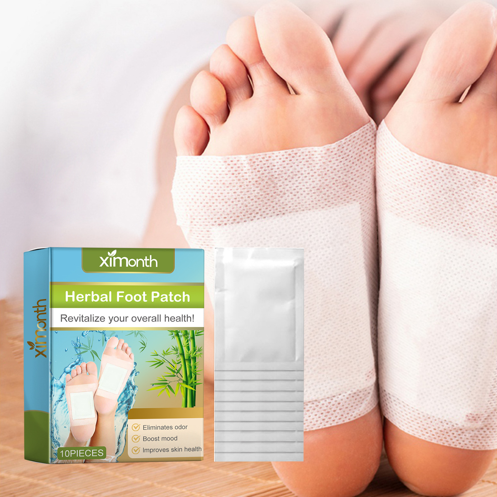 Parche limpiador para pies Ximonth de ajenjo, parche para el cuidado de los pies con vinagre de bambú y lavanda._voghion.com