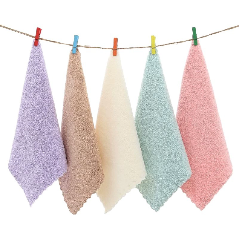 Оптовая продажа от производителя: высококачественное полотенце из кораллового флиса с необработанными краями, квадратное полотенце для рук 30*30, впитывающее детское полотенце для младенцев и малышей.