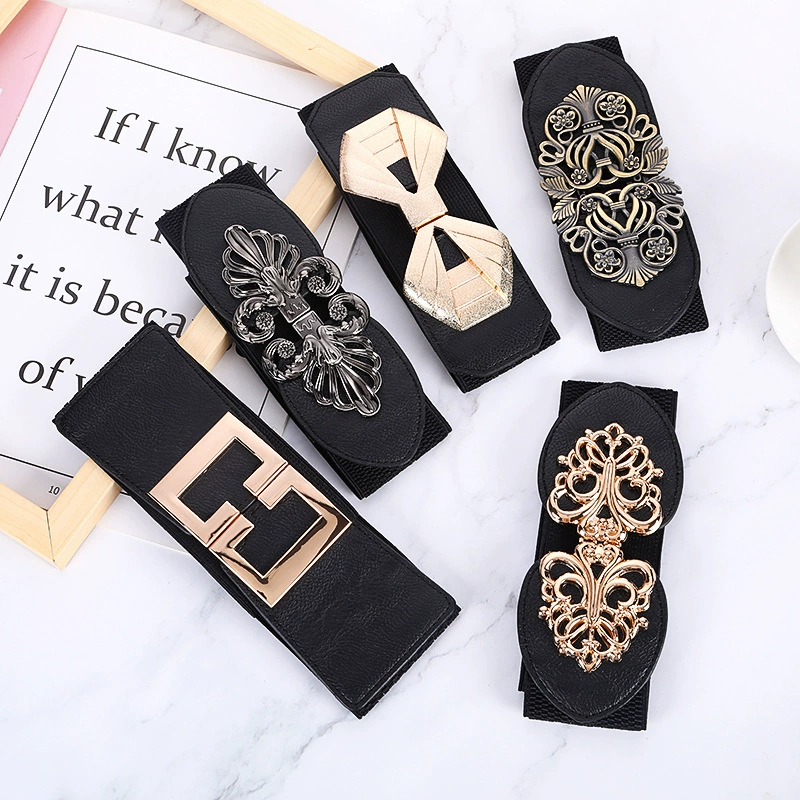 Специальная распродажа от производителя: женский эластичный пояс для платья, универсальный для всех сезонов, в корейском стиле, с декоративными пуговицами, широкий пояс.