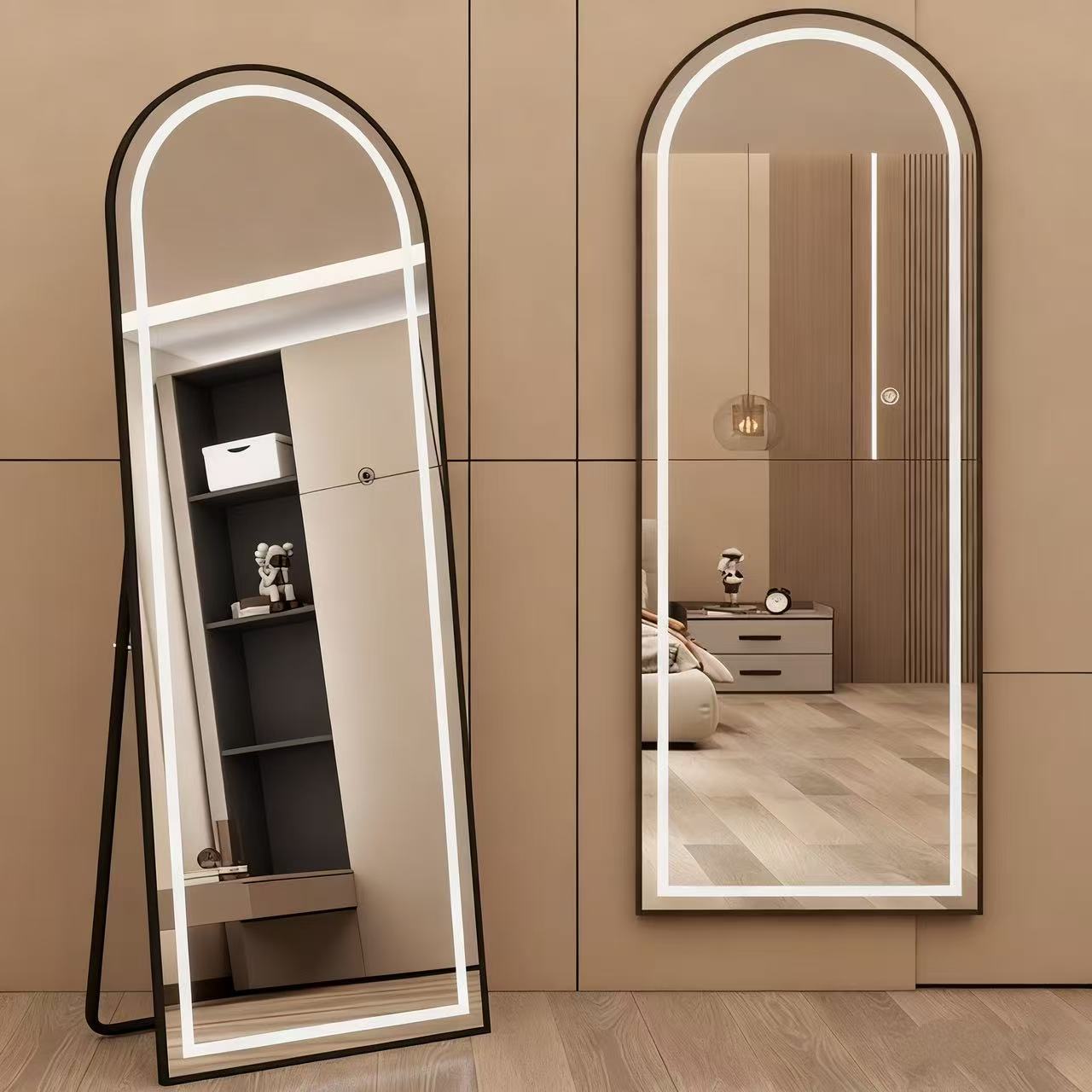 Espejo de suelo inteligente de cuerpo completo dormitorio de vestuario doméstico de mujer con lámpara LED colgada de pared inducción táctil image 1