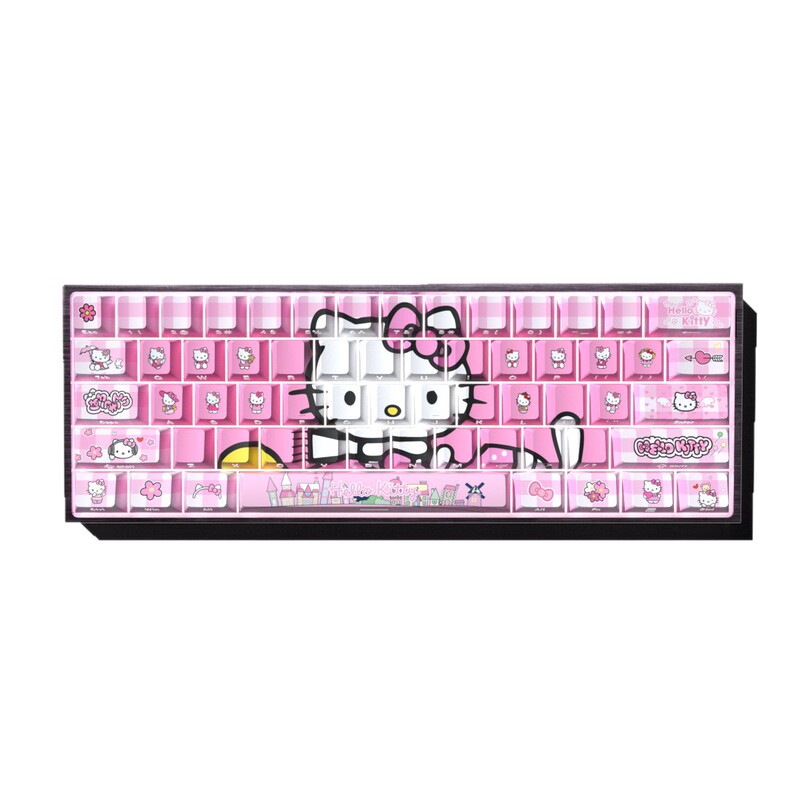 ハローキティ ピンク キーキャップ 74 キー (箱入り) オリジナル サイド刻印 半透明 PBT 昇華型 高価値キーキャップ|undefined