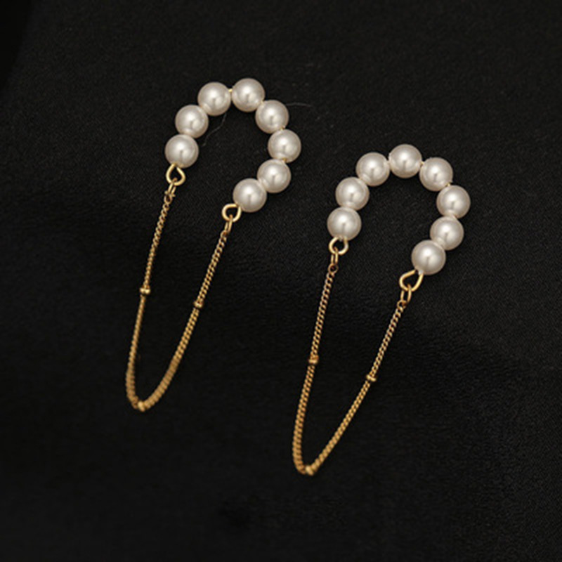 Retro pearl tassel ear bone clip temperament ear clip earringspicture4