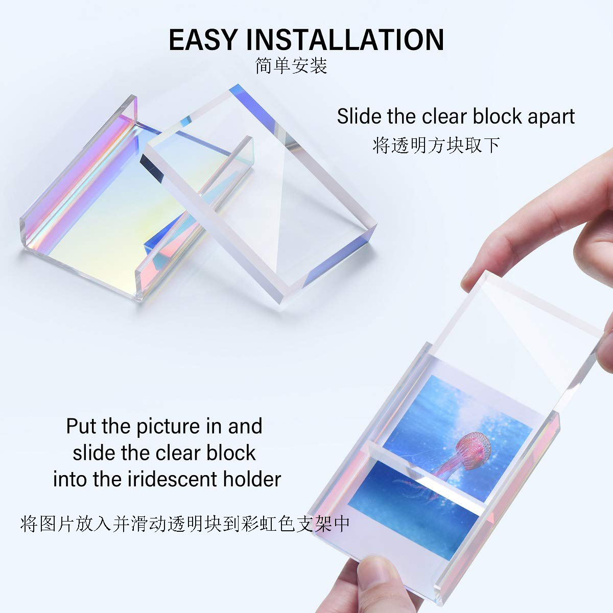 Polaroid, small table rainbow acrylic photo frame