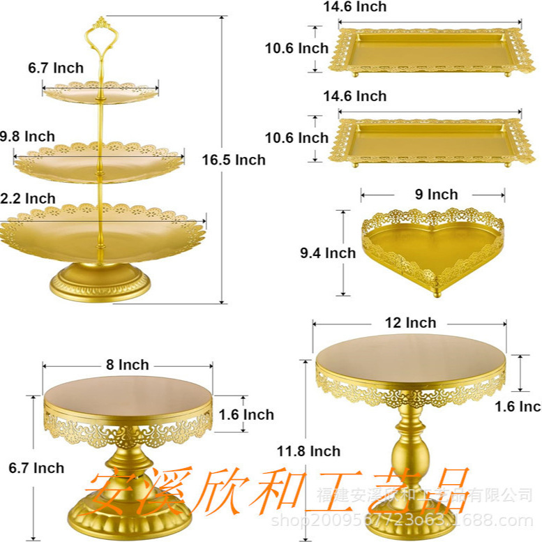 Creativo estilo europeo oro hueco estante de pastel de boda props mesa de postres decoración de postres tienda de postres refrigerio combinación de estante de pastel