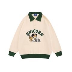 アメリカのレトロな漫画の刺繍の襟のセーターの男女の秋冬のゆったりしている学院の風のカップルの怠惰なニット