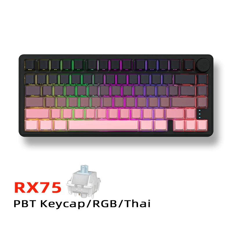 Mechanical Keyboard RX75, wireless three-mode, PBT keycaps & RGB (80-key compact)