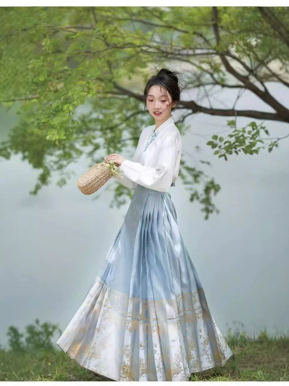 Летний Hanfu женский новый простой принтованный юбка-шорты?"