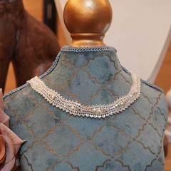 复古施家琉璃珍珠项链有光泽珍珠满钻扣头时尚百搭优雅锁骨链叠戴