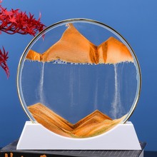 原创工厂金框3D流沙画摆件玻璃工艺品创意礼品沙漏商务客厅书房