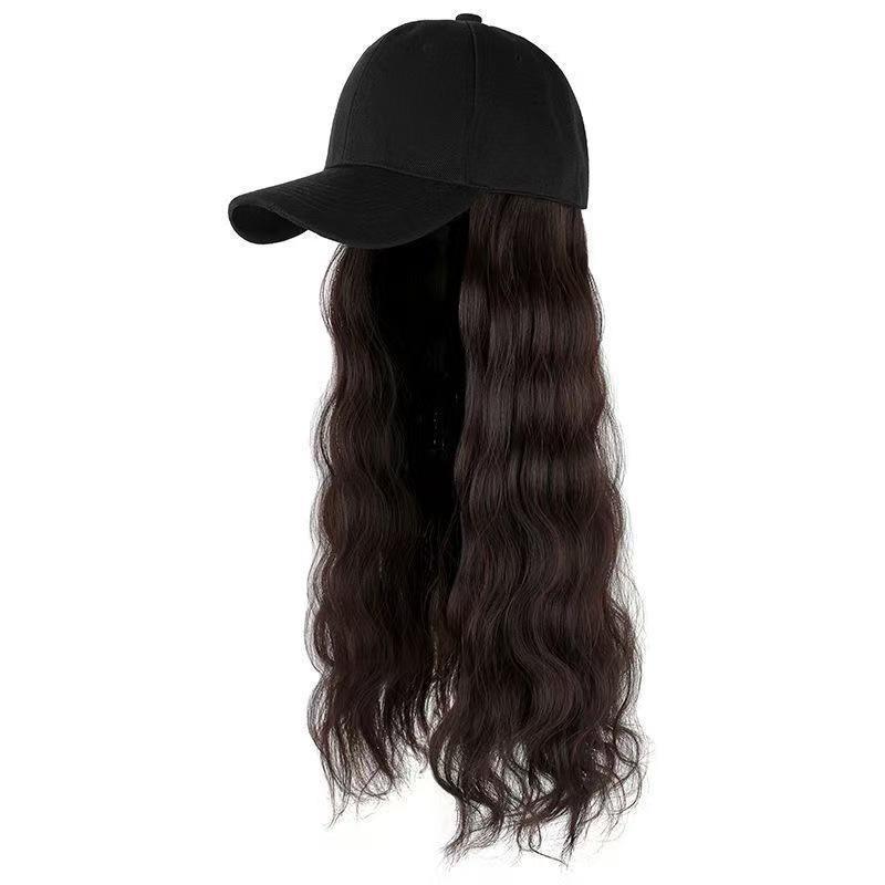 20inch-black hat+dark brown hair