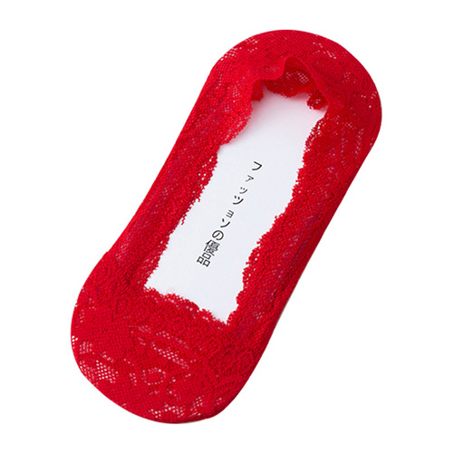 Bright red festive wedding socks for women, summer thin cotton-soled low-cut ankle socks with silicone non-slip design—perfect as year-of-birth invisible socks.