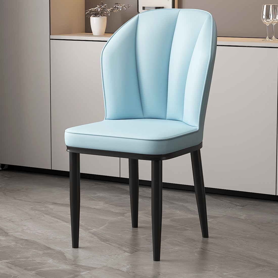 하늘색-검정색 다리 [심플 스타일] 빵 의자 업그레이드 및 강화 버전