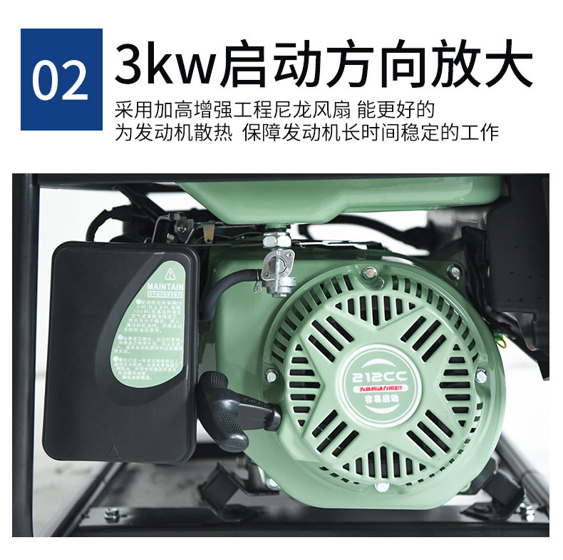 Gasoline Generator 3Kw Single-Phase Small Household 230V Pure Copper Motor Lightweight Factory Wholesale
