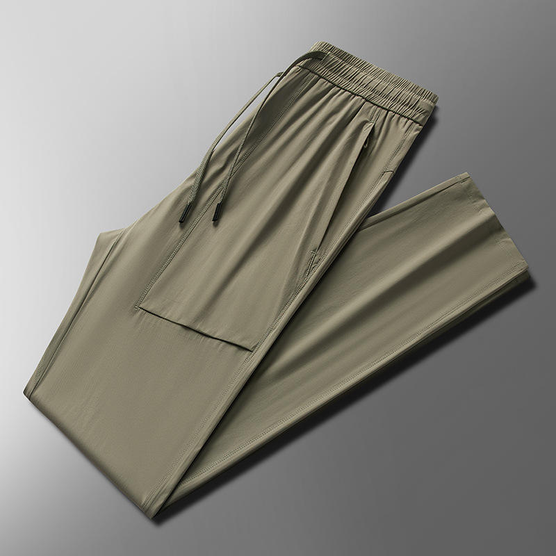 Ice Silk Trousers Men's Summer Thin Loose Breathable Quick-drying Casual Pants Ankle-length Pants Outdoor Sports Straight Pants Men's