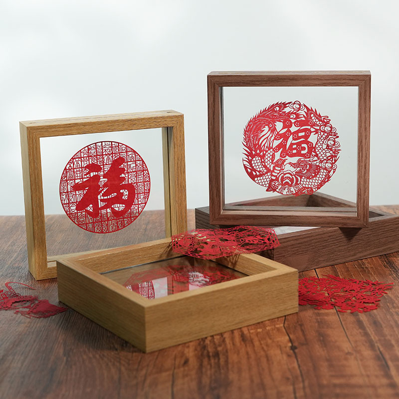 Double-sided transparent glass photo frame table wholesale plant embossed specimen frame creative calligraphy and painting shadow paper cutting display frame