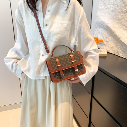 Retro Print Shoulder Bag, Personal Style, Simple Crossbody Bag, Trendy Fashion, Small Square Handbag