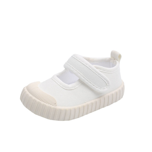 Women's Children's Plain Mouth Shoes Spring and Autumn Season Kindergarten Fabric Shoes Canvas Shoes 1-7 Years Old Little Princess Shoes with Soft Insole