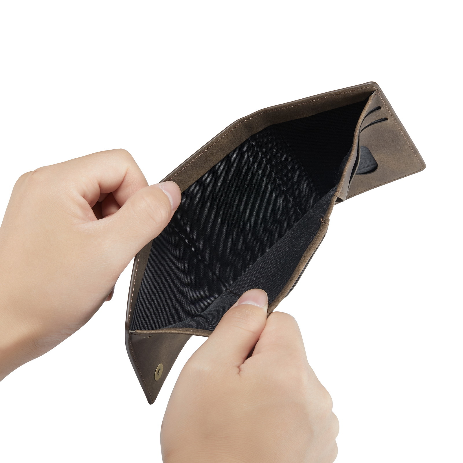 DG.MING koffiekleurige drievoudige portemonnee retro pupico kaarthouder multifunctionele magnetische kleine portemonnee clutch tas_voghion.com