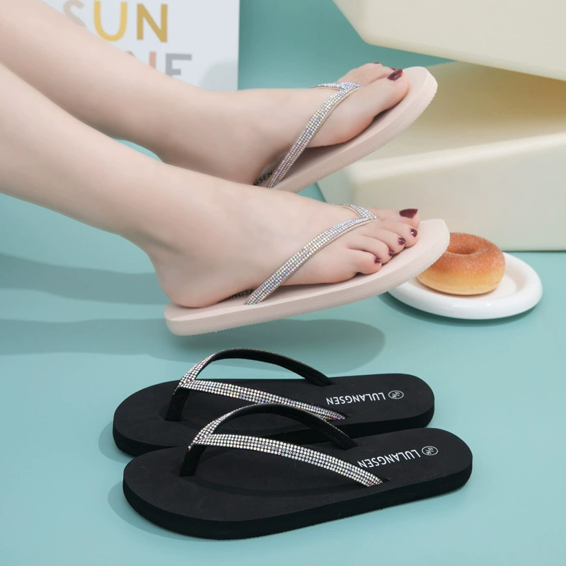Летний новый трансграничный интернет-красный бриллиант леди мода толстой подошвы шлепанцы елочкой женский пляж