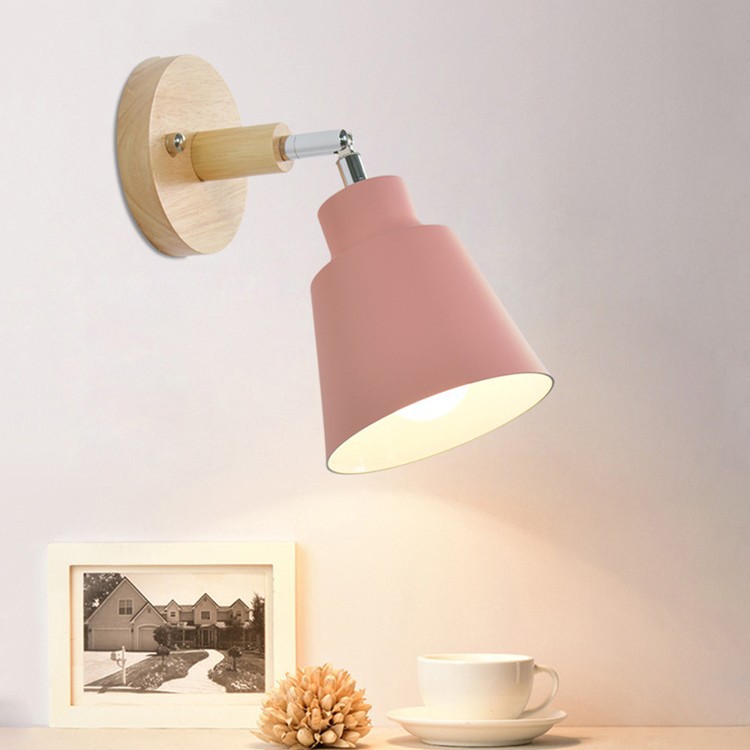 Transfronterizo exclusivo moderno simple DIY macaron lámpara de pared de noche arte de madera con interruptor de enchufe lámparas decorativas Nórdicas