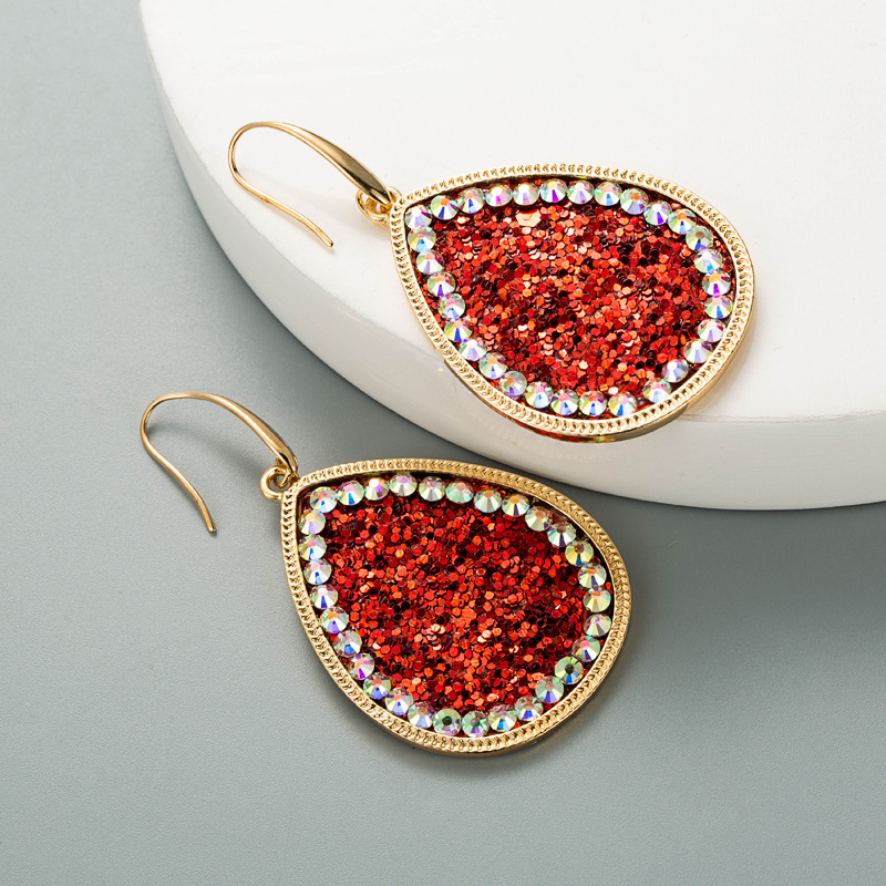 bohemian glitter leather alloy long earrings