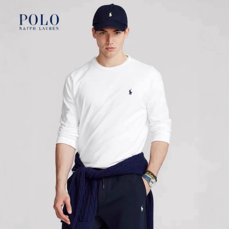 Malabu Ralph Lauren Men's and Women's Long-Sleeved Round Neck Cotton T-Shirts Are Simple, Fashionable and Versatile, and the Quality Is Great